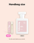 hideaway. Ivory Bloom perfume 10ml travel size beside the 50ml bottle, handbag size