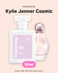 hideaway. Rise & Shine perfume 50ml beside the Kylie Jenner Cosmic bottle it is inspired by, handmade on the Gold Coast