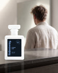 hideaway. Clean Cut perfume 50ml bottle on a stone dresser in soft morning light
