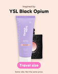 hideaway. Mini Black Essence Body Scrub, inspired by YSL Black Opium, travel size, made in Australia