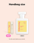 hideaway. Golden Run perfume 10ml travel size beside the 50ml bottle, handbag size