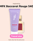 hideaway. Mini Aurora Rouge Shower Mousse, inspired by MFK Baccarat Rouge 540, travel size, made in Australia
