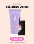 hideaway. Mini Black Essence Shower Mousse, inspired by YSL Black Opium, travel size, made in Australia