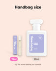 hideaway. Bubba Hubba perfume 10ml travel size beside the 50ml bottle, handbag size