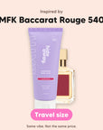 hideaway. Mini Aurora Rouge Body Scrub, inspired by MFK Baccarat Rouge 540, travel size, made in Australia