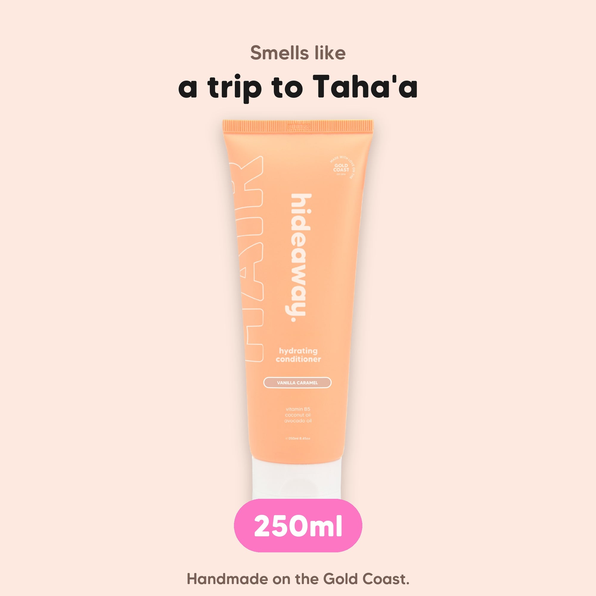 hideaway. Vanilla Caramel Conditioner, 250ml, vegan and made in Australia