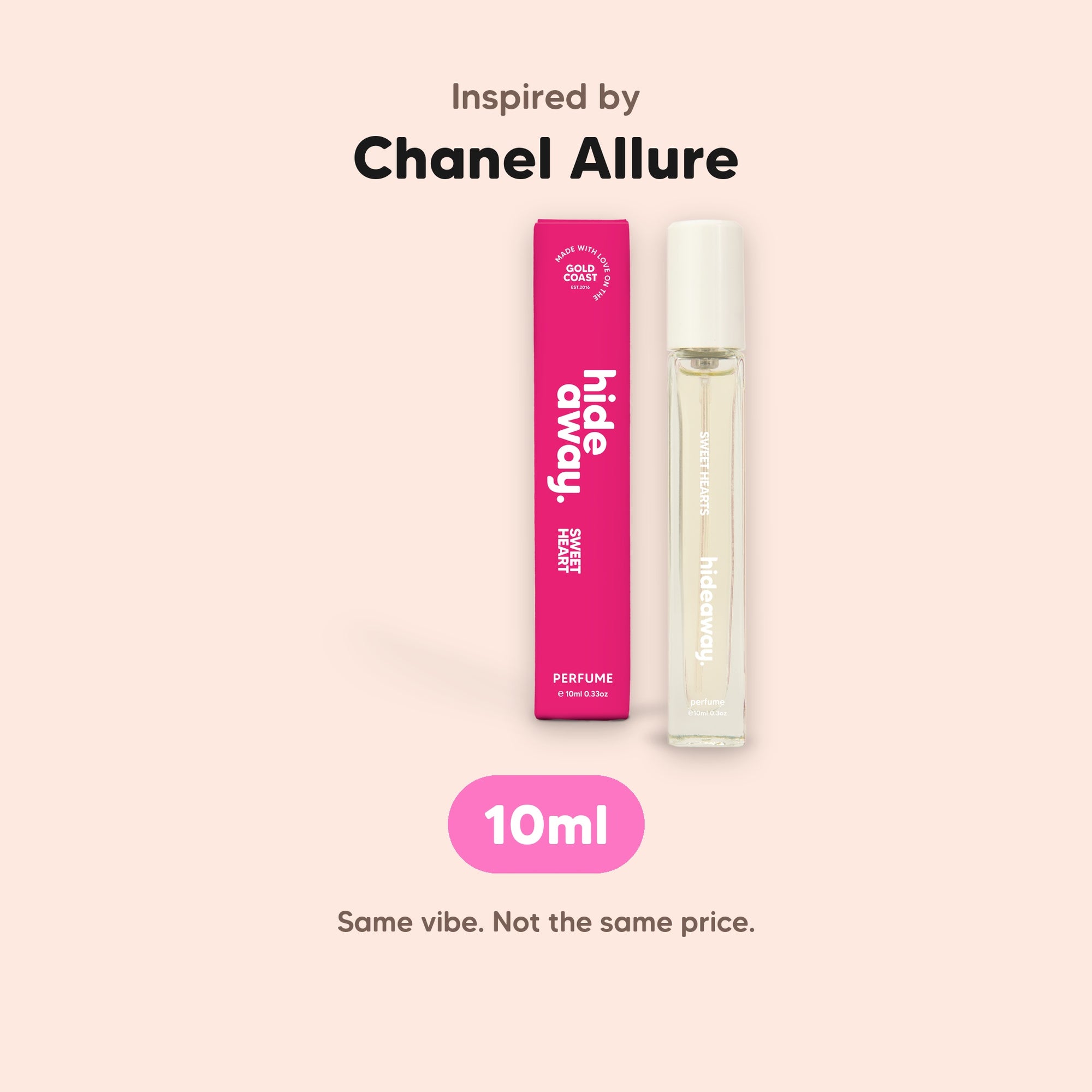 hideaway. Sweet Heart Perfume 10ml, inspired by Chanel Allure, made in Australia