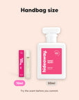 hideaway. Sweet Heart perfume 10ml travel size beside the 50ml bottle, handbag size
