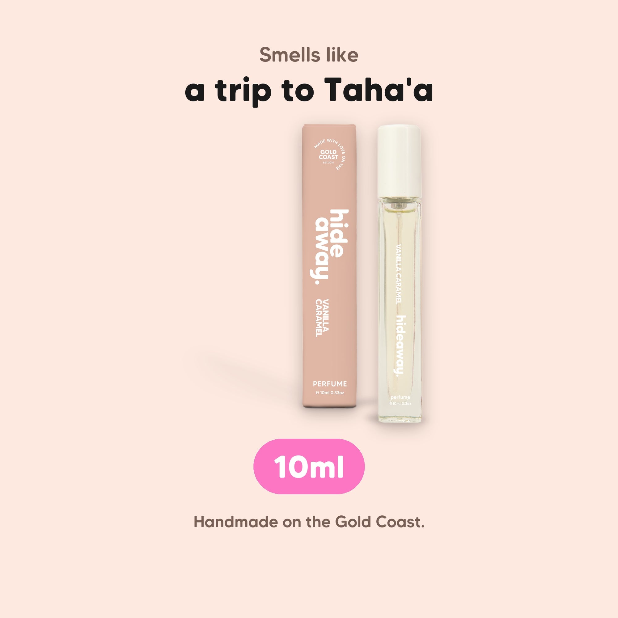 hideaway. Vanilla Caramel Perfume 10ml, vegan and made in Australia