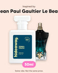 hideaway. Tonka Touch perfume 50ml beside the Jean Paul Gaultier Le Beau bottle it is inspired by, handmade on the Gold Coast