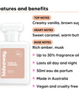 Vanilla Caramel perfume scent notes, top notes Creamy vanilla, brown sugar, heart notes Sweet caramel, warm butter, base notes Rich amber, musk