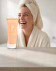 hideaway. Mini Vanilla Delight Hair Mask on a stone bathroom counter in soft daylight