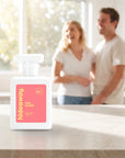 hideaway. Sun Kissed perfume 50ml bottle on a stone benchtop in a bright kitchen