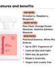 City Of Love perfume scent notes, top notes Strawberry, Raspberry, Bergamot, heart notes Pear Flesh, Orange Flower Absolute, Jasmine Sambac Absolute, base notes Patchouli Essence, White Musk, Ambrox