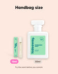 hideaway. Forbidden Fruit perfume 10ml travel size beside the 50ml bottle, handbag size