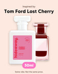 hideaway. Cheeky Cherry perfume 50ml beside the Tom Ford Lost Cherry bottle it is inspired by, handmade on the Gold Coast