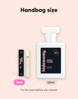 hideaway. Sweet Chaos perfume 10ml travel size beside the 50ml bottle, handbag size