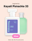 hideaway. Velvet Affair perfume 50ml beside the Kayali Pistachio 33 bottle it is inspired by, handmade on the Gold Coast