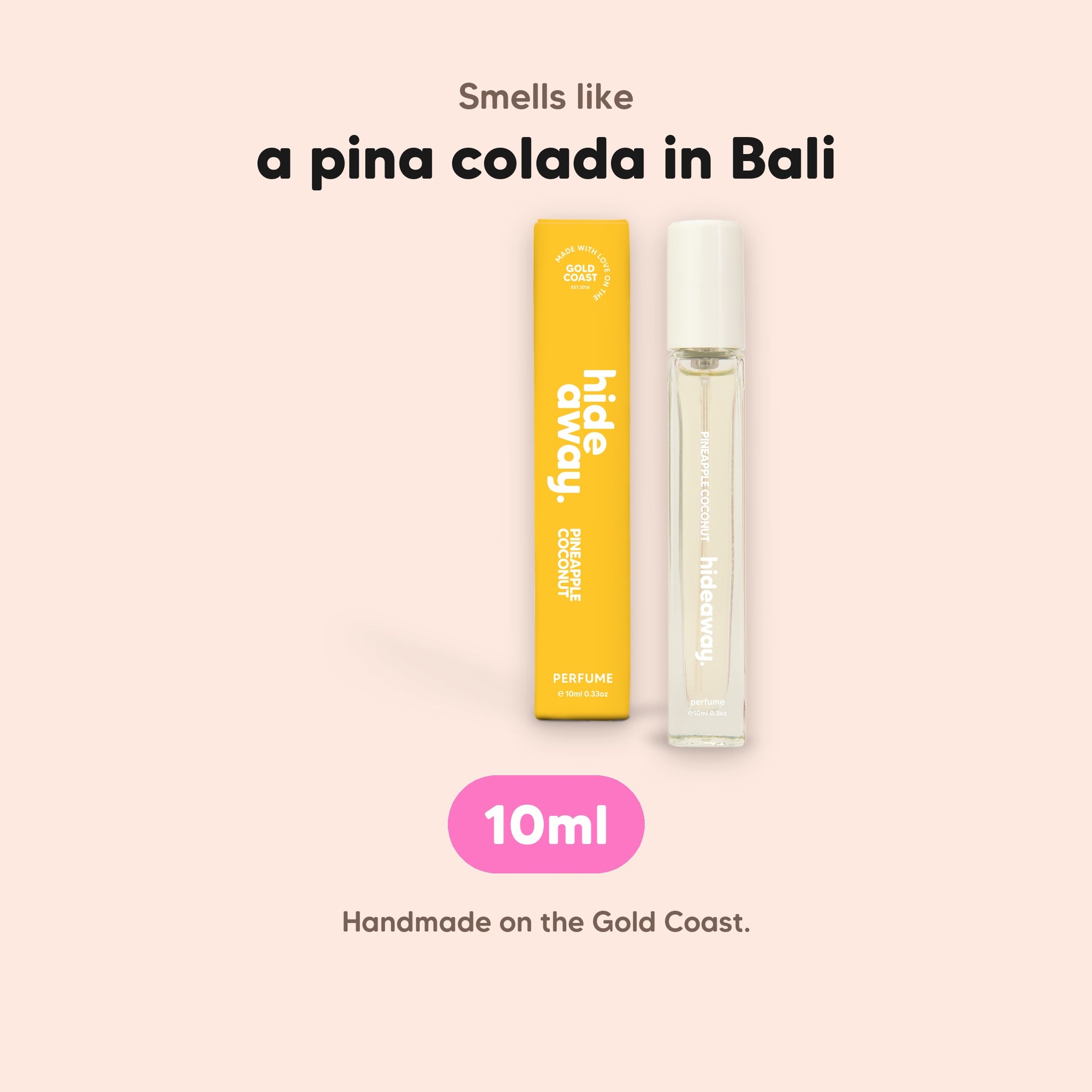 hideaway. Pineapple Coconut Perfume 10ml, vegan and made in Australia