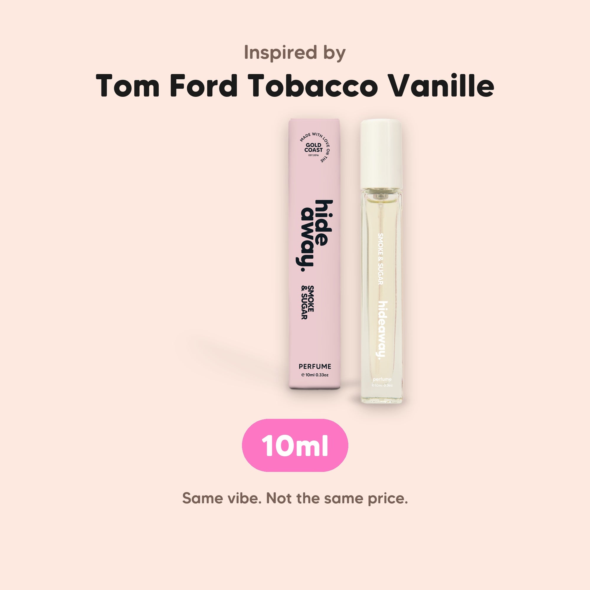 hideaway. Smoke & Sugar Perfume 10ml, inspired by Tom Ford Tobacco Vanille, made in Australia