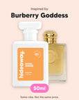 hideaway. Royal Empire perfume 50ml beside the Burberry Goddess bottle it is inspired by, handmade on the Gold Coast