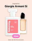 hideaway. Chic Allure perfume 50ml beside the Giorgio Armani Si bottle it is inspired by, handmade on the Gold Coast
