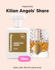 hideaway. Addictive Angel perfume 50ml beside the Kilian Angels Share bottle it is inspired by, handmade on the Gold Coast